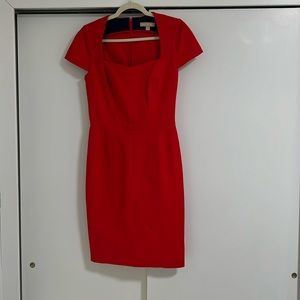 Banana republic short sleeve fitted knee length red dress